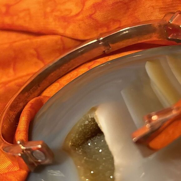 Kate Spade New York Oval/Rectangular Glass Gold Tone Hinged Bangle Size 6.75 - Picture 12 of 15